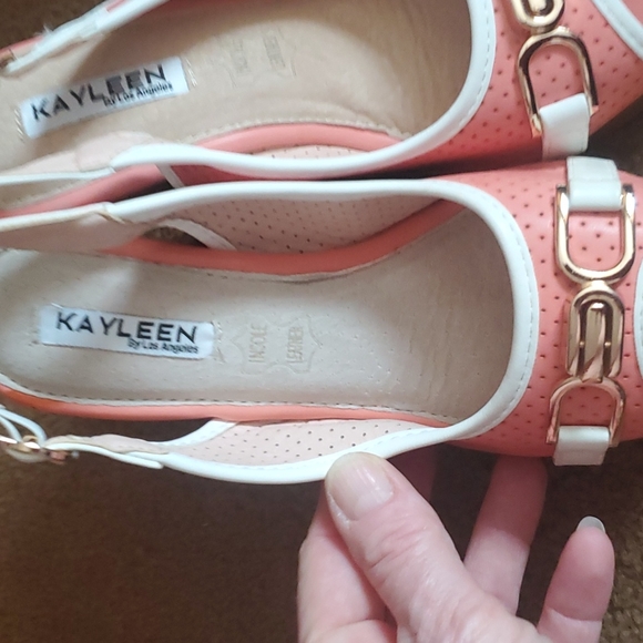 KAYLEEN ladies platform wedge heels pink/white - Picture 3 of 4